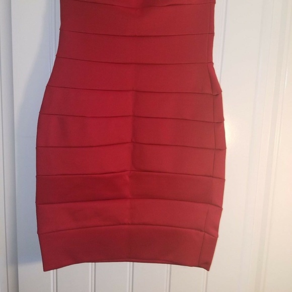 Love Culture Strapless Red Bodycon Dress Small - Picture 3 of 4